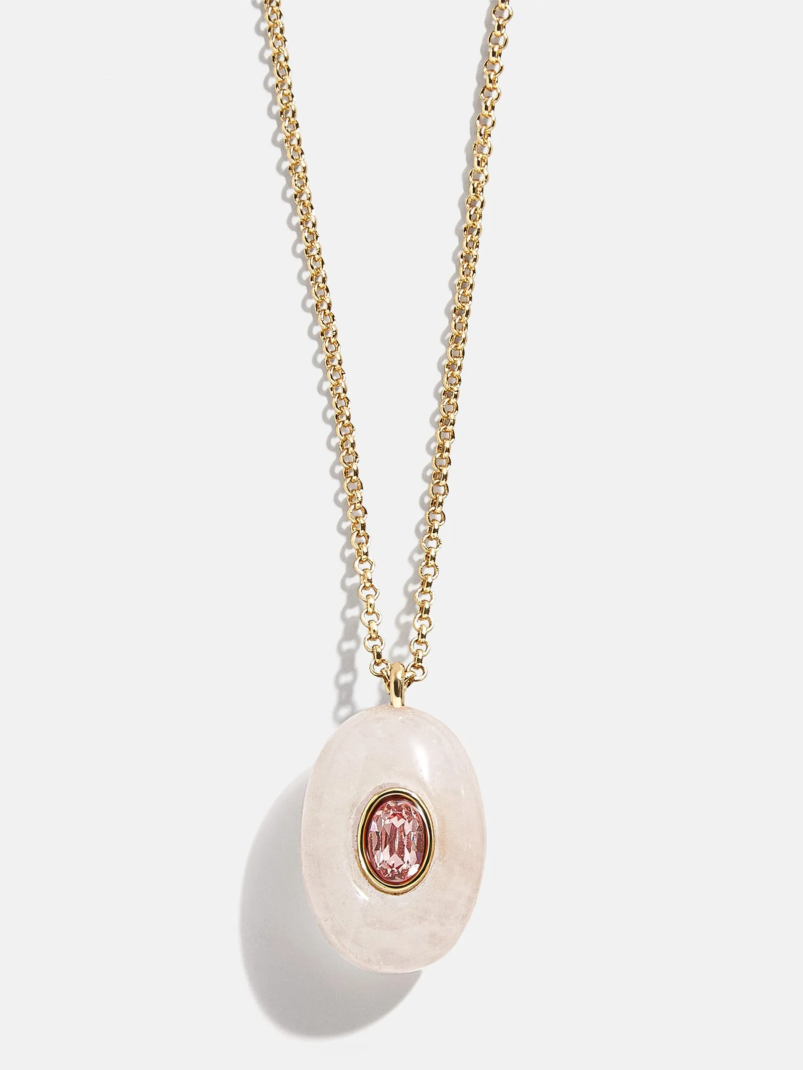 Aura Semi-Precious Pendant Necklace - Rose Quartz sold by BaubleBar