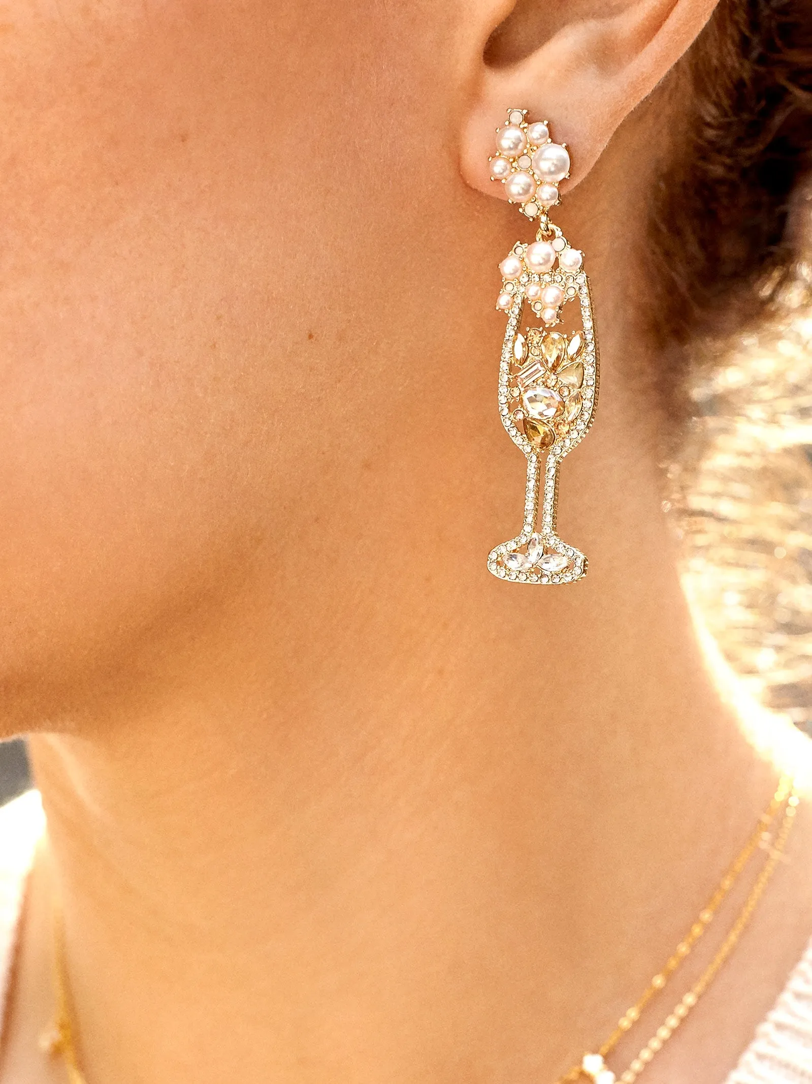 Drink Statement Earrings - Champagne Flute sold by BaubleBar product image thumbnail 2