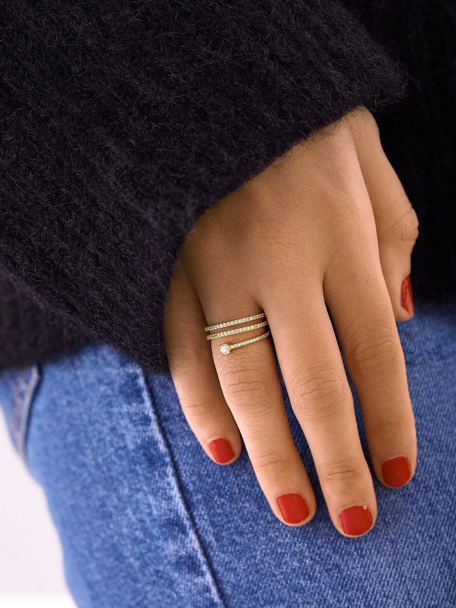 18K Gold Celine Ring - Gold/Pavé sold by BaubleBar product image thumbnail 2