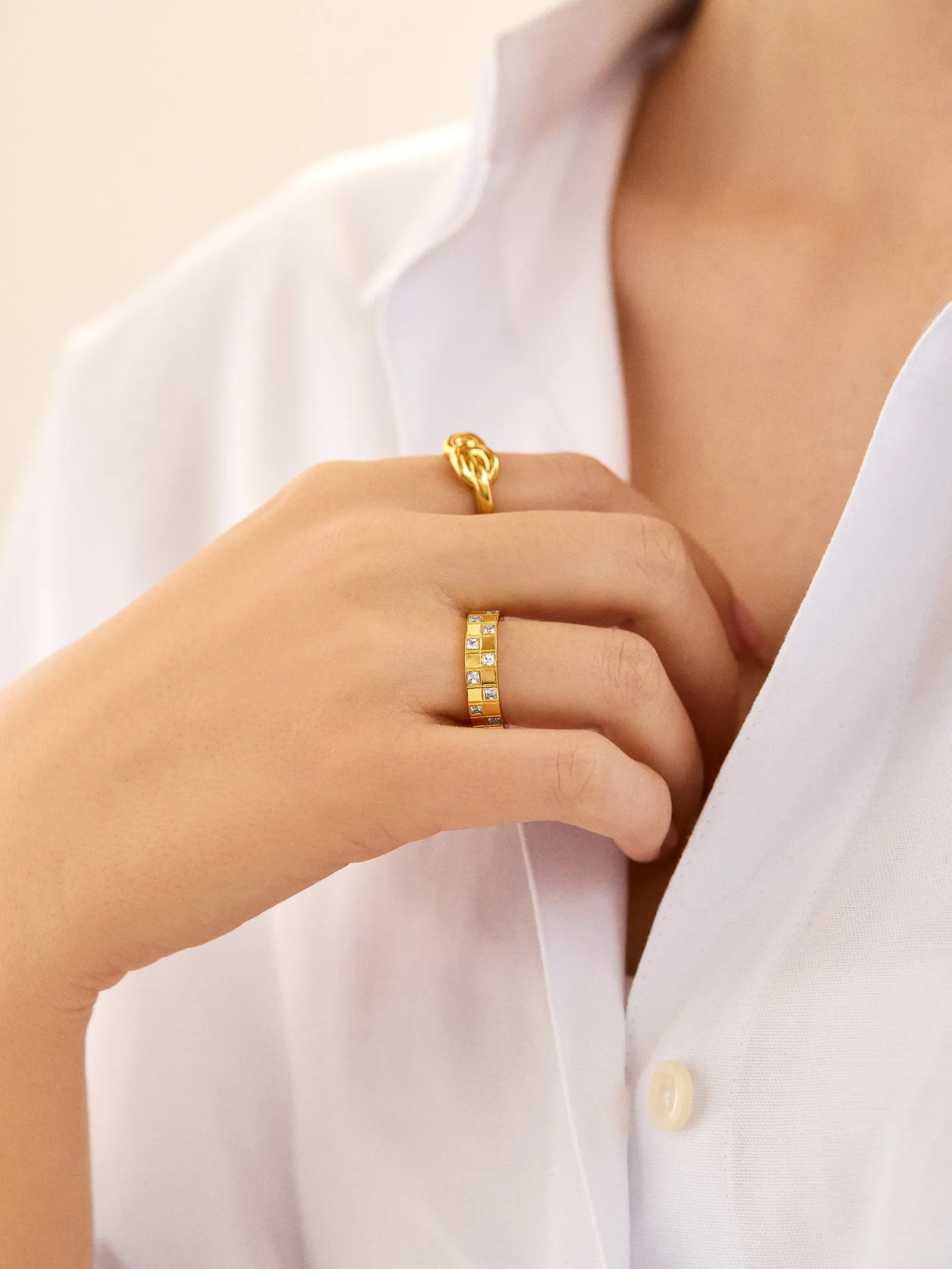 18K Gold Lucia Ring - Gold/Pavé sold by BaubleBar product image thumbnail 2