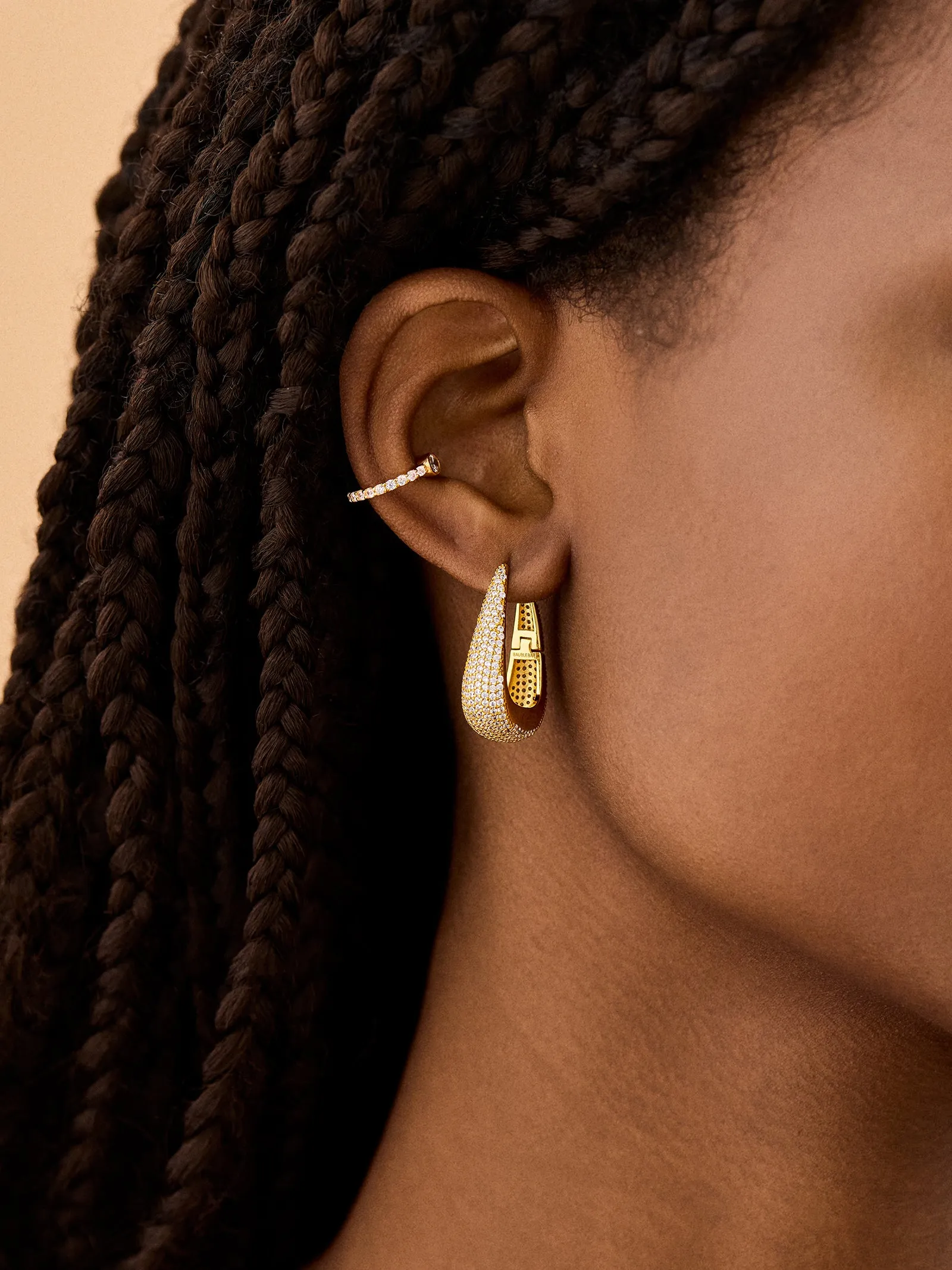 18K Gold Gracie Earrings - Gold/Pavé sold by BaubleBar product image thumbnail 2