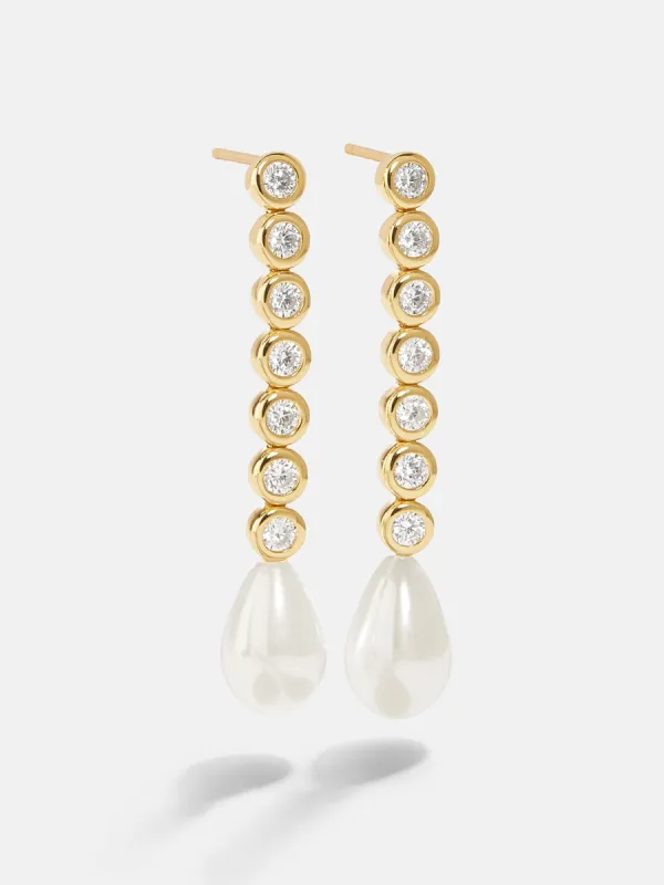 18K Gold Mabel Earrings - Gold/Pavé sold by BaubleBar