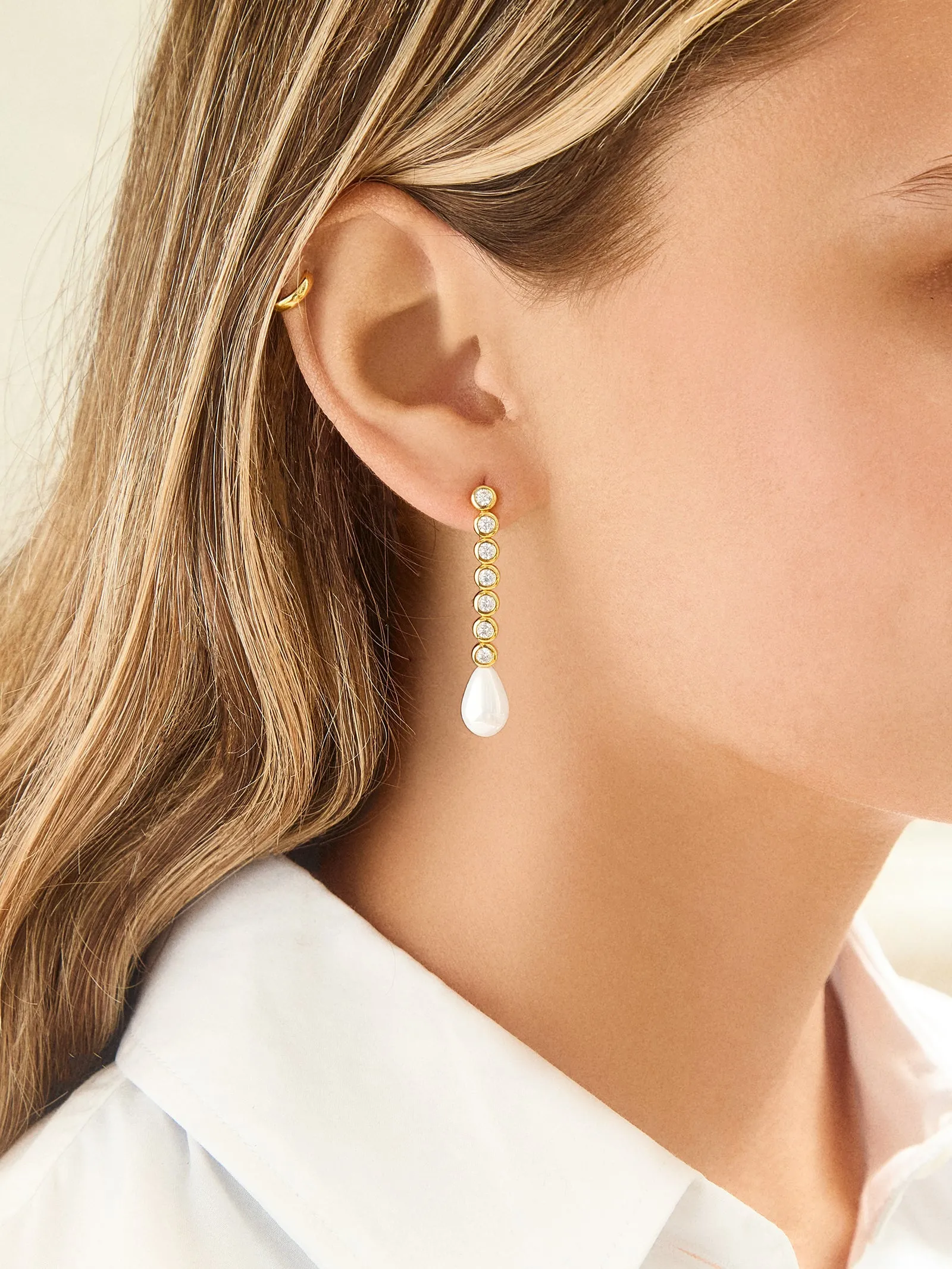 18K Gold Mabel Earrings - Gold/Pavé sold by BaubleBar product image thumbnail 2