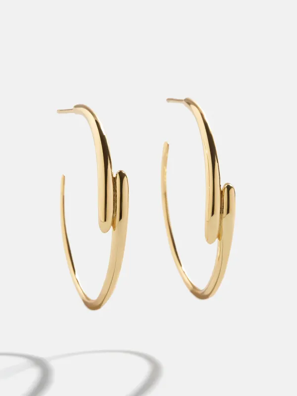 18K Gold Ella Hoop Earrings - Gold sold by BaubleBar