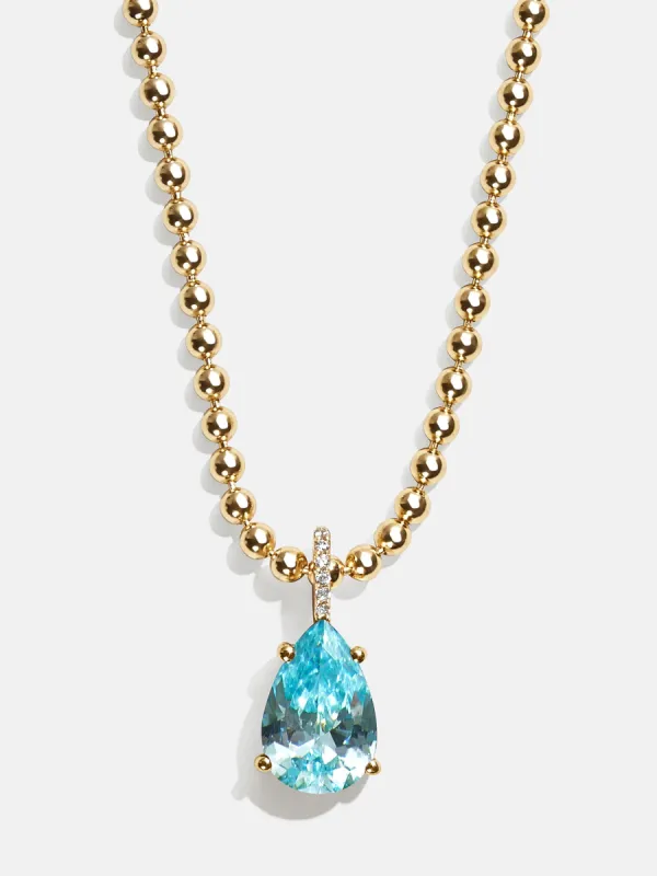 Esther 18K Gold Birthstone Necklace - Aquamarine sold by BaubleBar