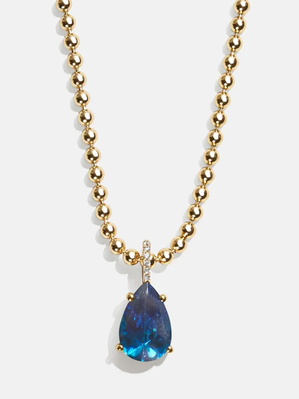 Esther 18K Gold Birthstone Necklace - Blue Zircon sold by BaubleBar