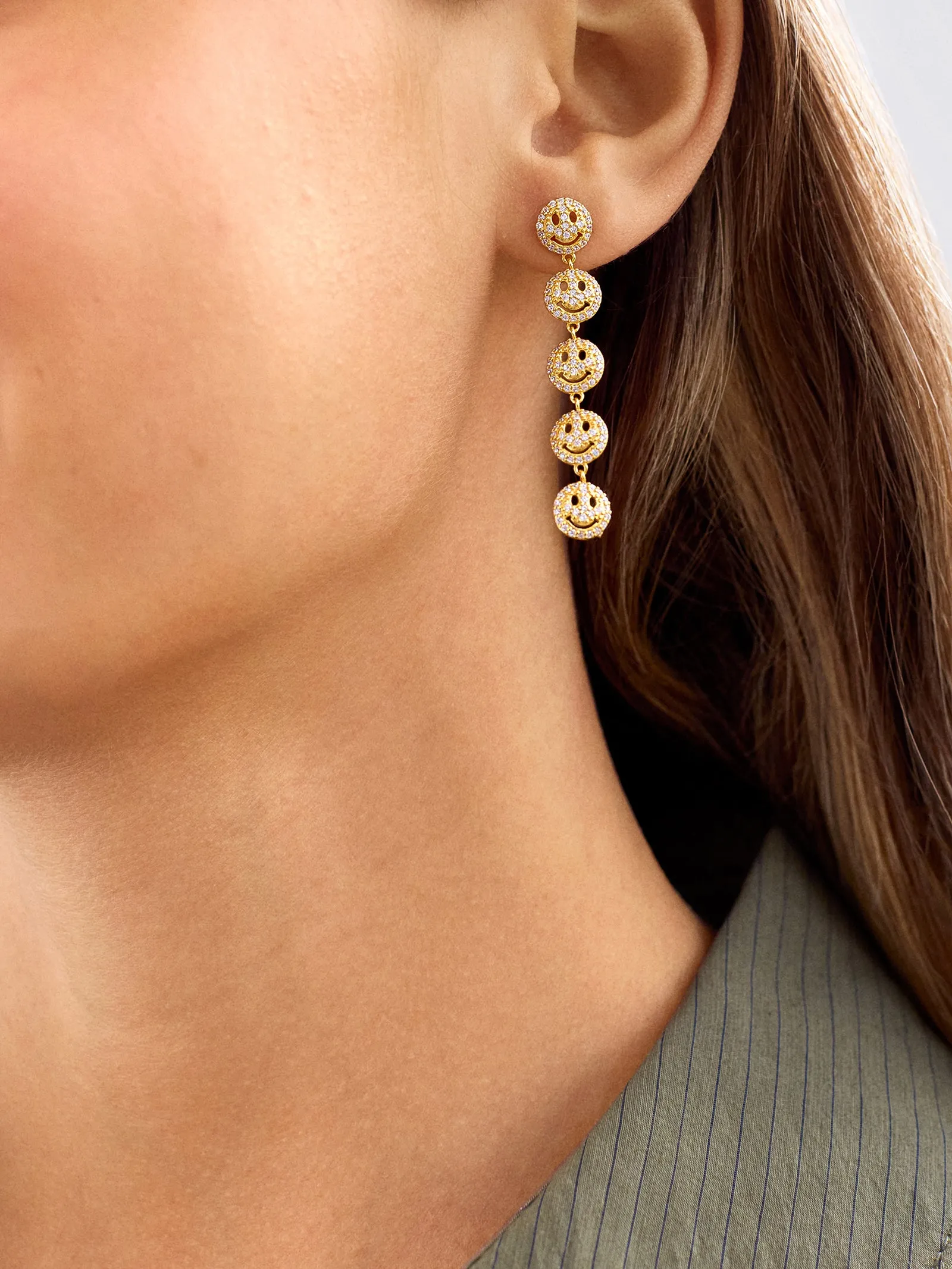 18K Gold Smiley Face Drop Earrings - Smiley sold by BaubleBar product image thumbnail 2