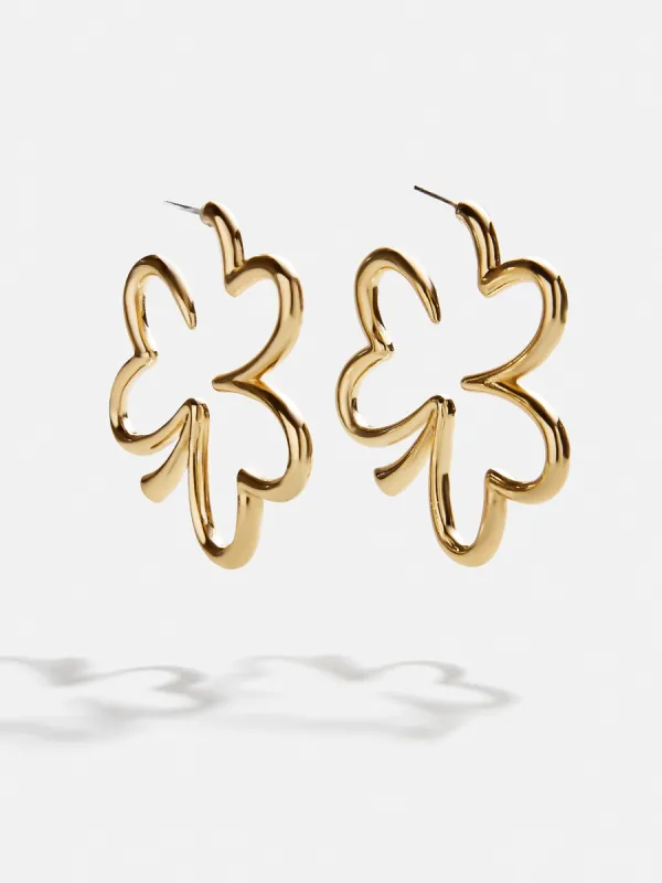 Shamrock N’ Roll Hoop Earrings - Gold sold by BaubleBar