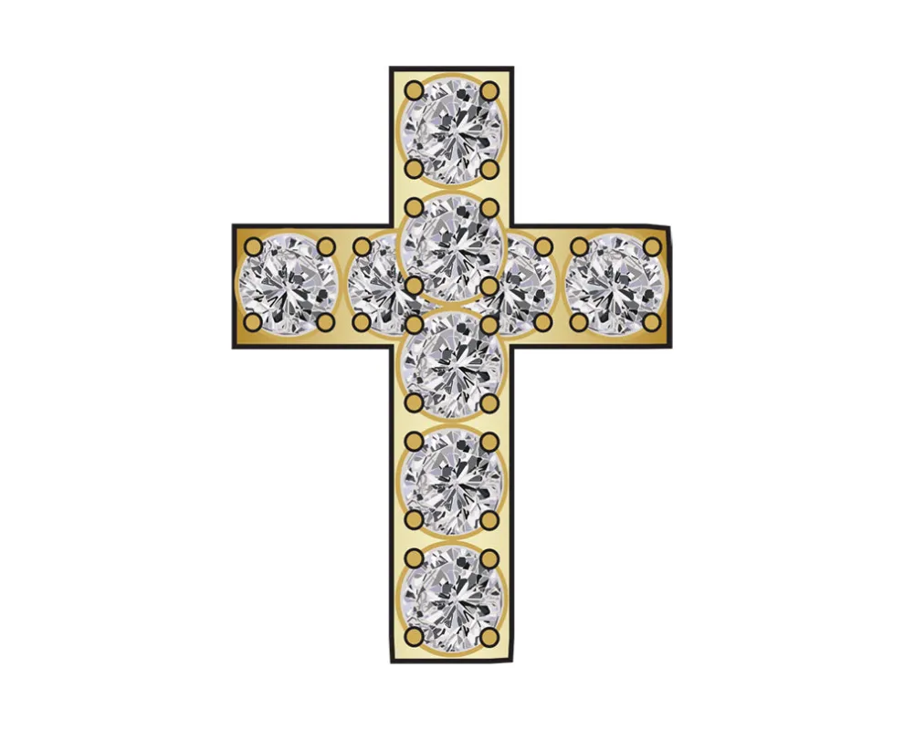 Mini Cross Icon - Clear/Gold sold by BaubleBar