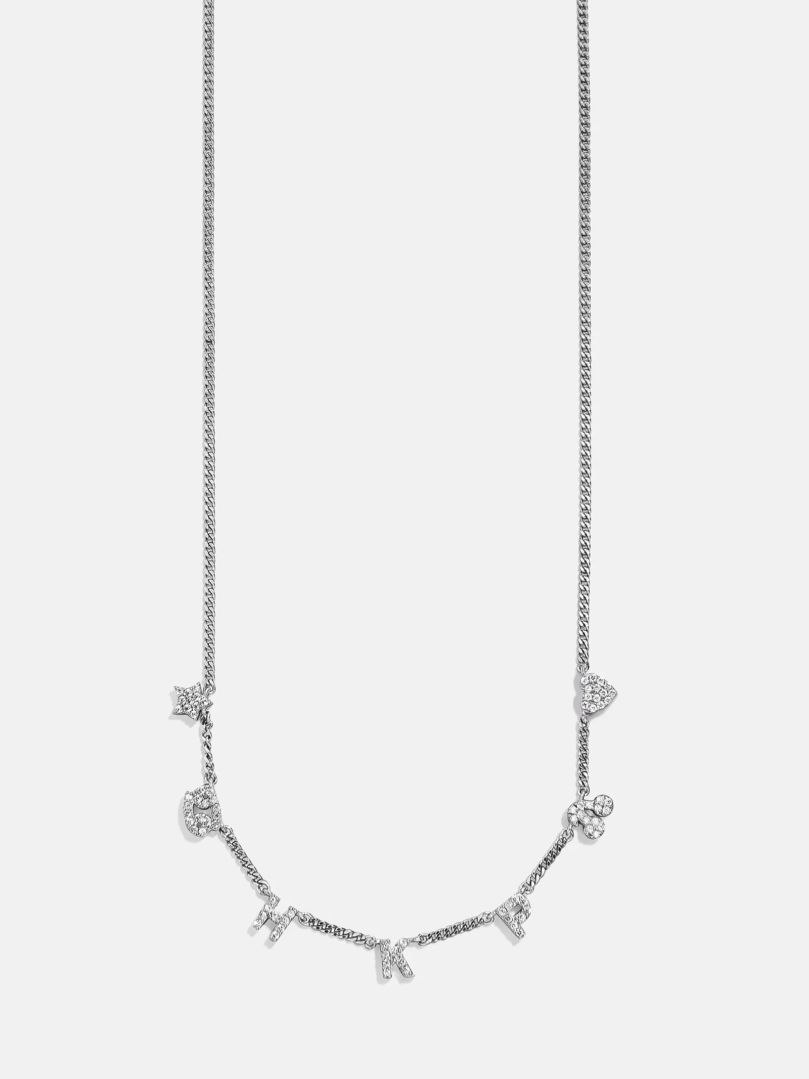 Mini Sterling Silver Custom Icon Necklace - Sterling Silver. Pavé Cubic Zirconia Stones sold by BaubleBar