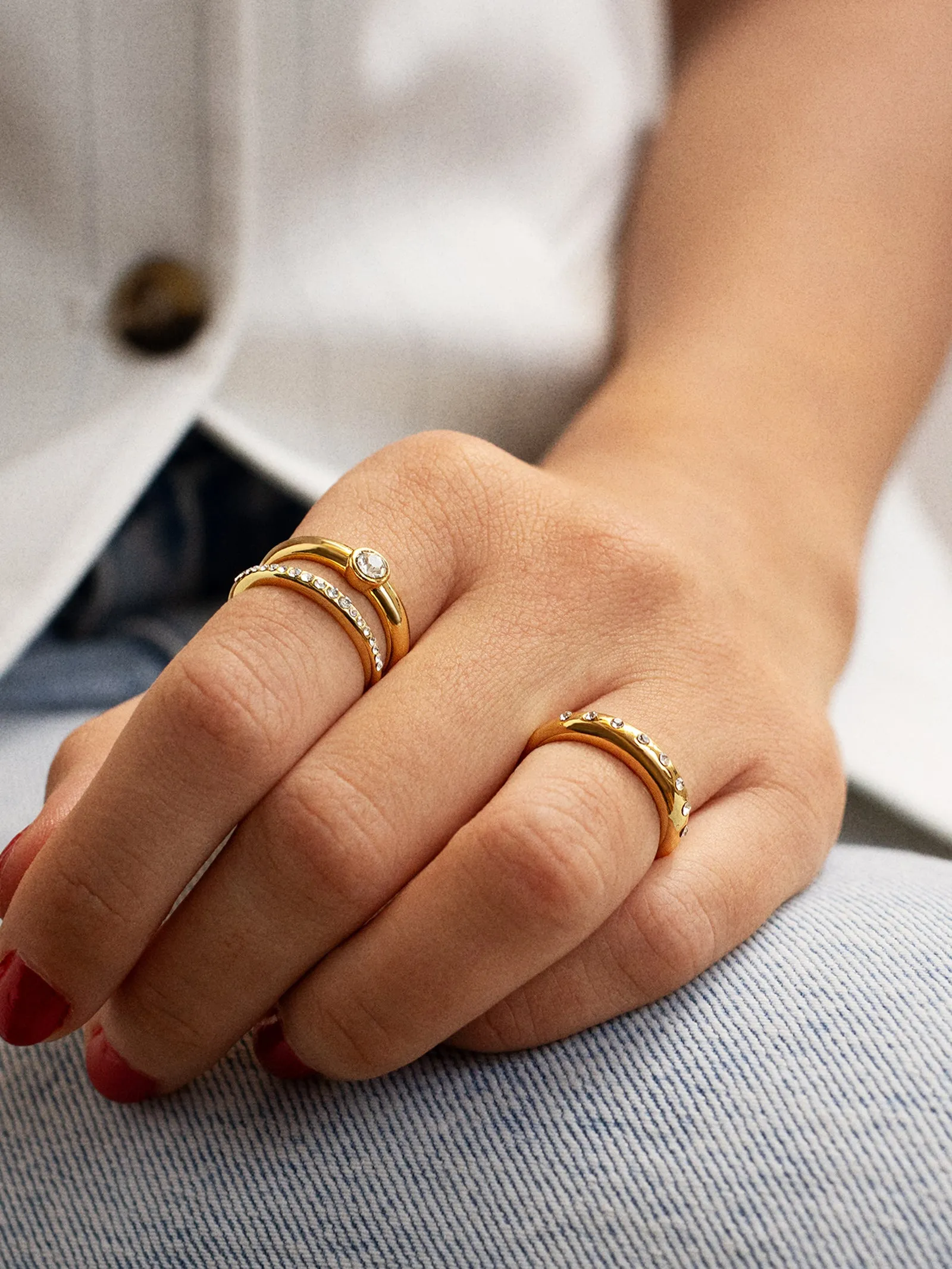 Jenny Ring Set - Gold/Pavé sold by BaubleBar product image thumbnail 2