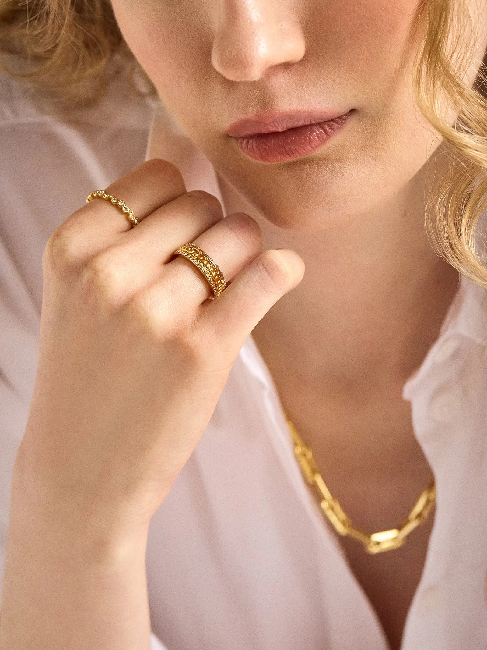 Lily Ring Set - Gold/Pavé sold by BaubleBar product image thumbnail 2