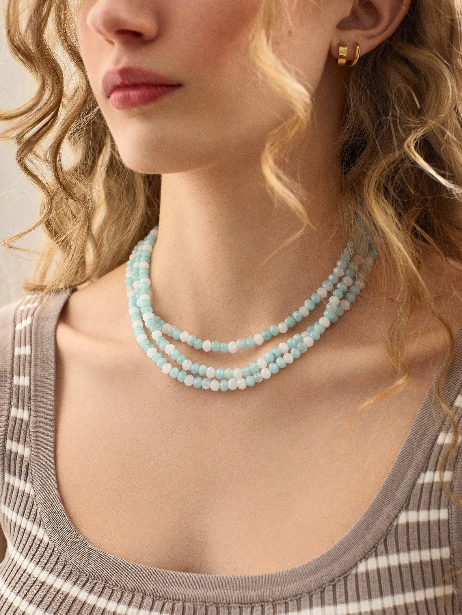 Lena Semi-Precious Layered Necklace - Turquoise sold by BaubleBar product image thumbnail 2