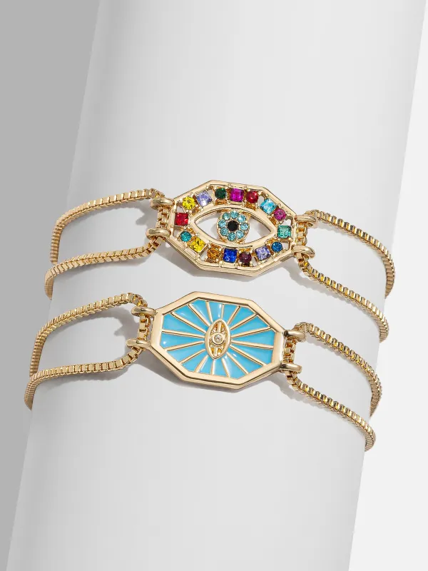 Evil Eye Reversible Bracelet - Gold/Multi sold by BaubleBar