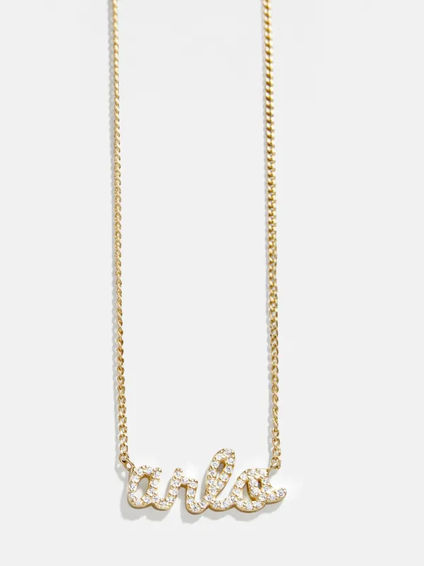 18K Custom Nameplate Necklace - Classic Script Font sold by BaubleBar