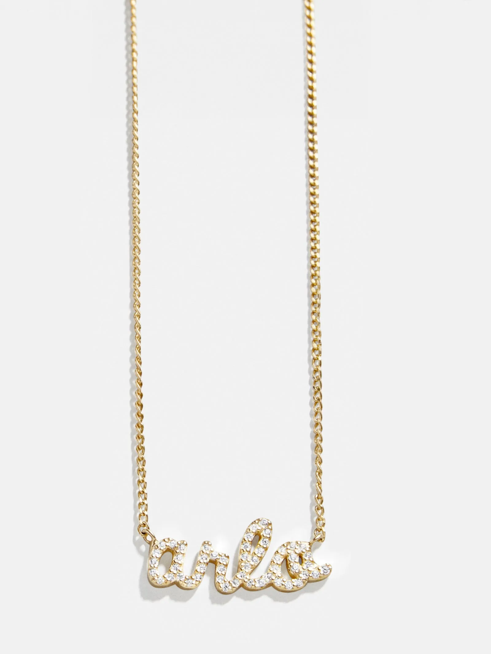 18K Custom Nameplate Necklace - Classic Script Font sold by BaubleBar