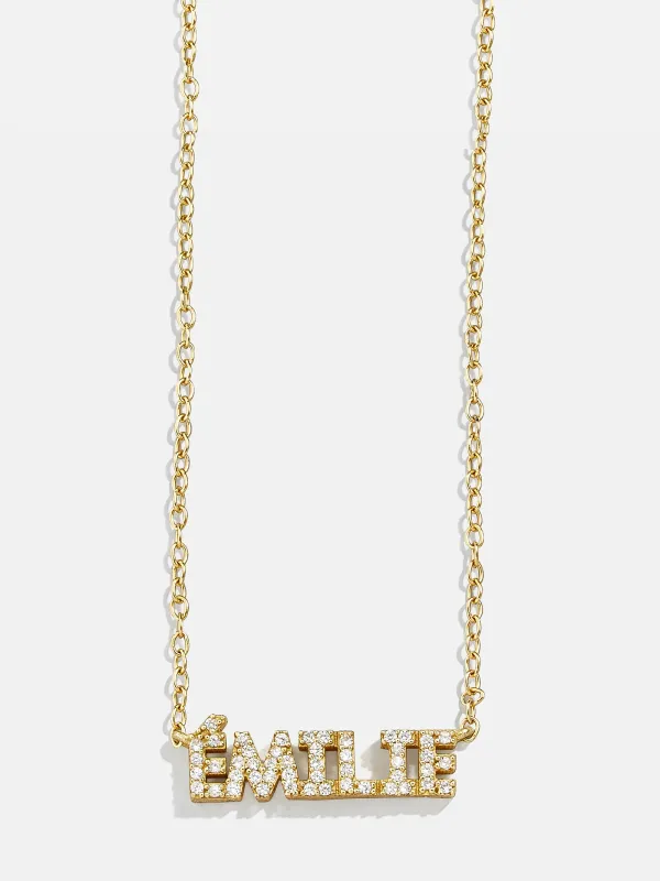 18K Custom Nameplate Necklace - Mini Block Font sold by BaubleBar
