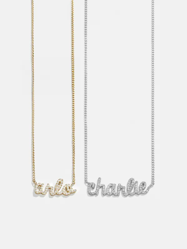 18K Gold Custom Nameplate Necklace - Script sold by BaubleBar
