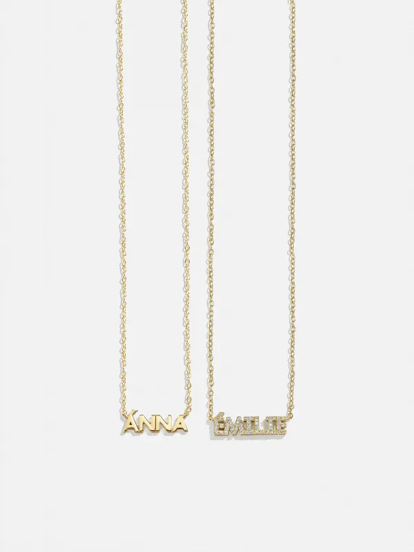 18K Gold Custom Nameplate Necklace - Mini Block sold by BaubleBar
