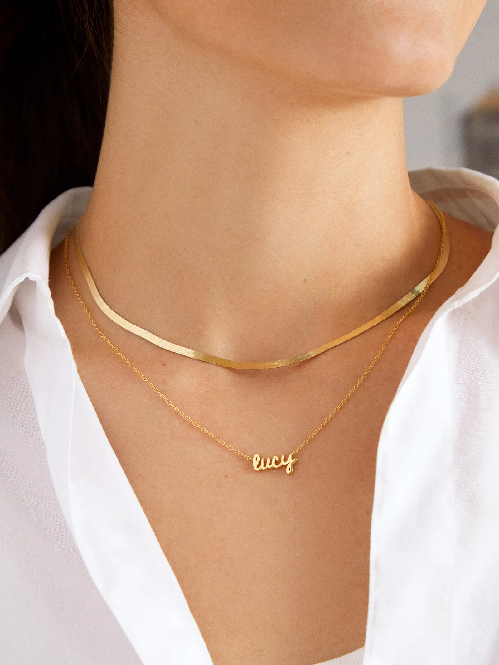 14K Gold Custom Nameplate Necklace - Mini Script sold by BaubleBar product image thumbnail 4
