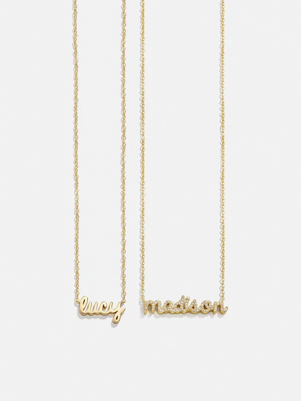 18K Gold Custom Nameplate Necklace - Mini Script sold by BaubleBar