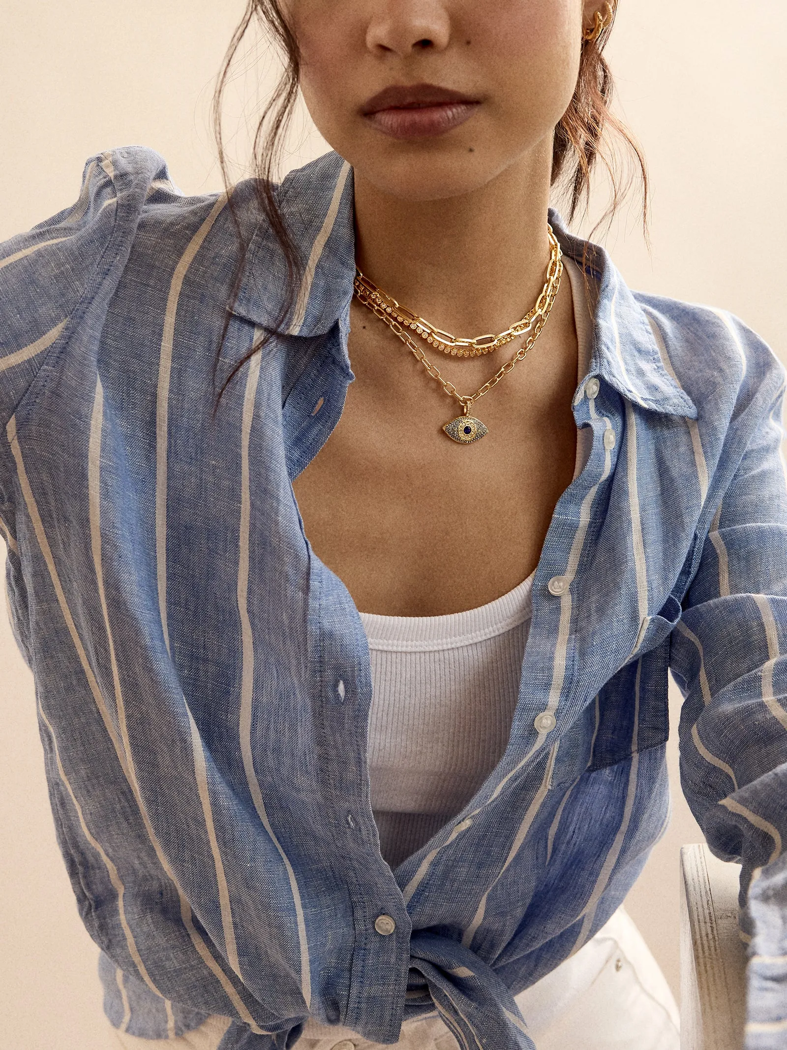 Eyes Out Necklace - Gold/Blue sold by BaubleBar product image thumbnail 2