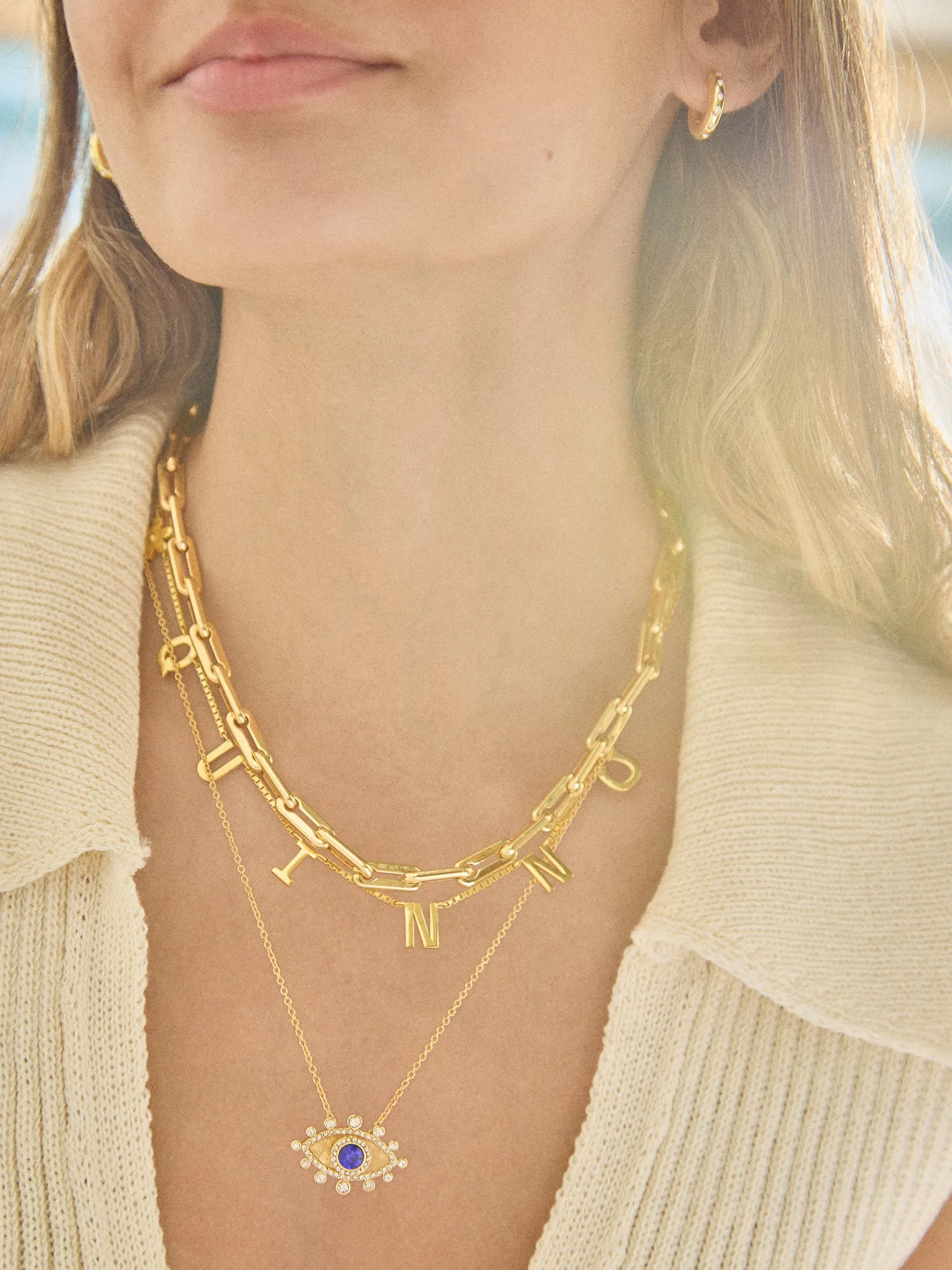 Elena Evil Eye Necklace - Gold/Blue sold by BaubleBar product image thumbnail 2