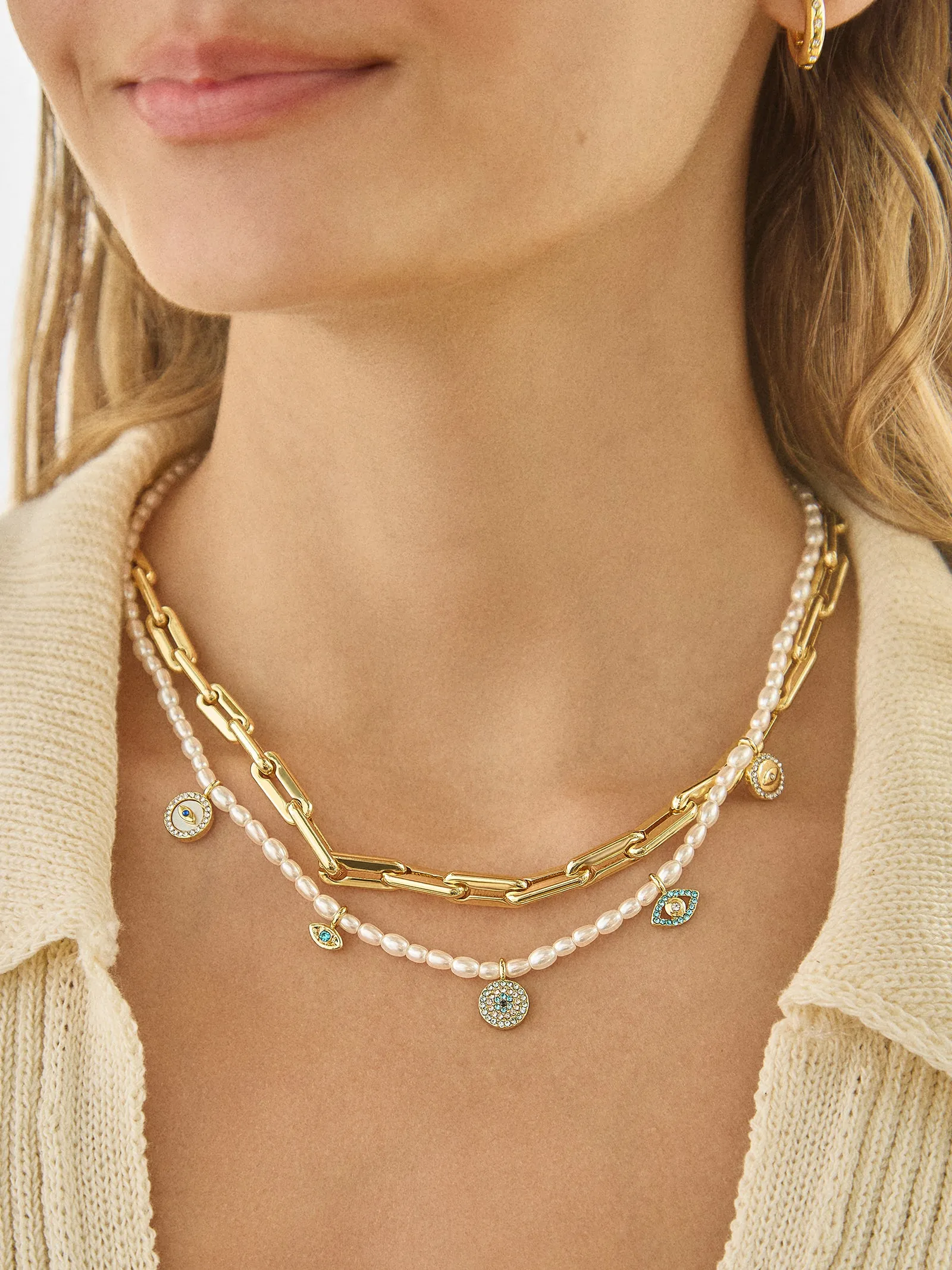 Frida Evil Eye Necklace - White/Blue sold by BaubleBar product image thumbnail 2