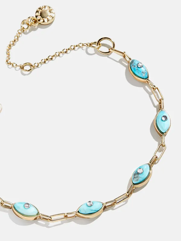 Yara Evil Eye Bracelet - Gold/Blue sold by BaubleBar