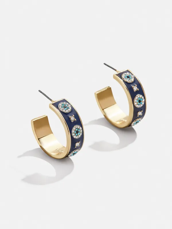 Eyes On Eyes Hoop Earrings - Gold/Blue sold by BaubleBar