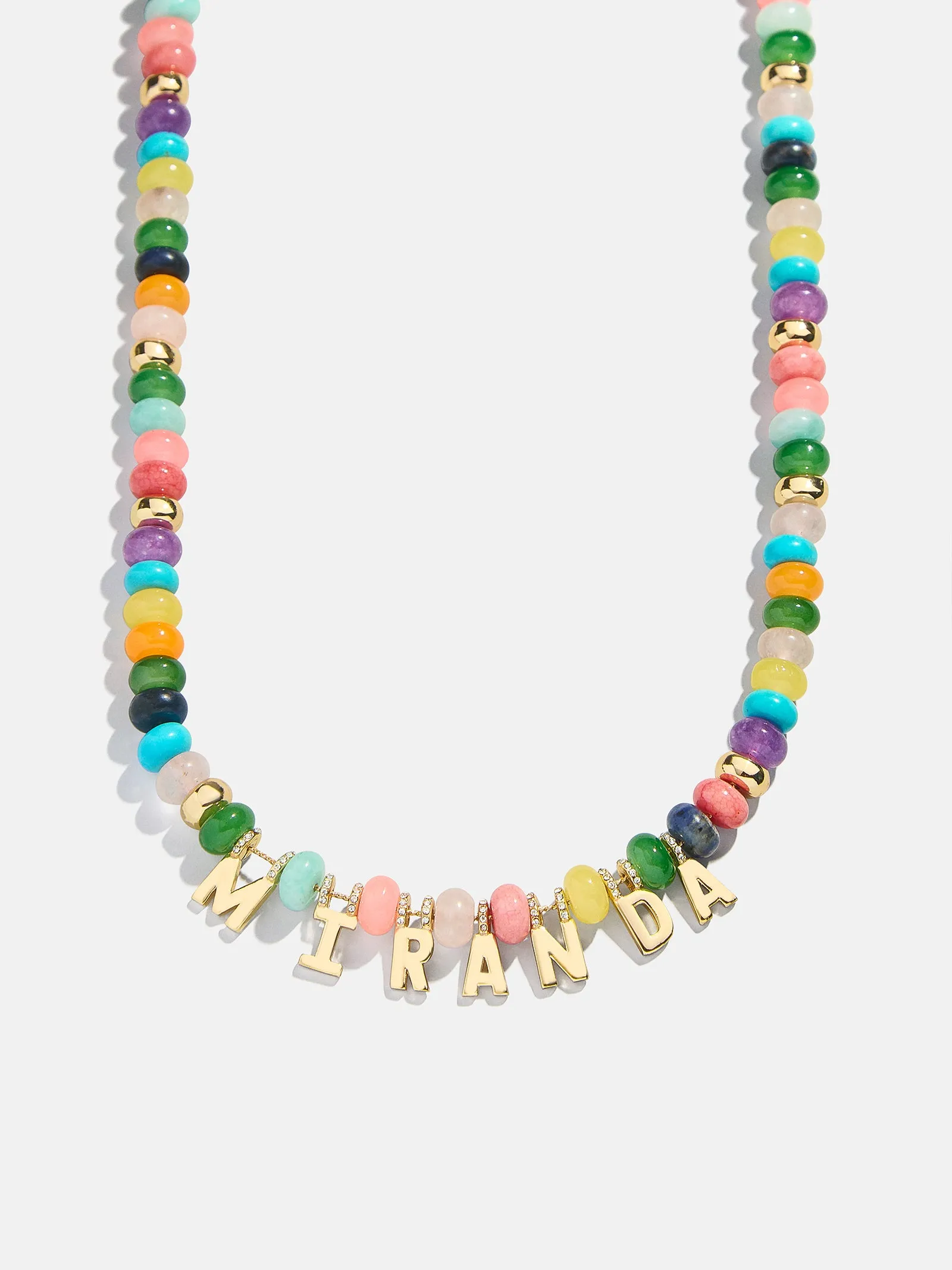 Semi-Precious Gold Custom Nameplate Necklace - Gold/Multi sold by BaubleBar