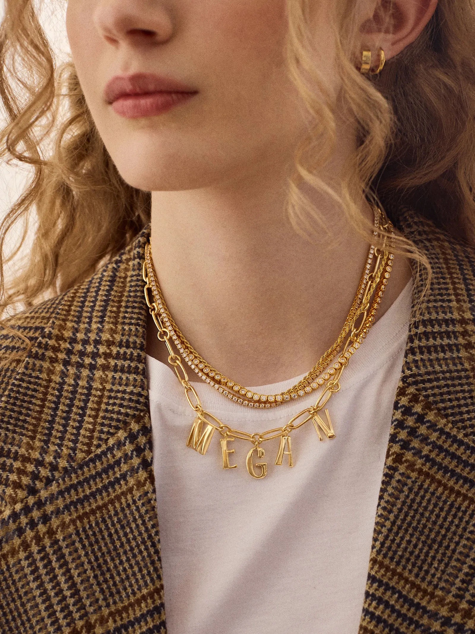 Chunky Spaced Letter Custom Necklace - Gold sold by BaubleBar product image thumbnail 2