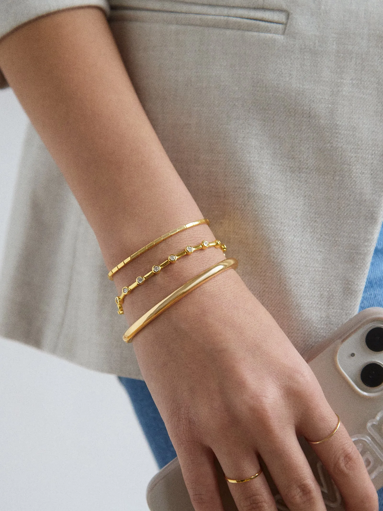 Eve 18K Gold Tennis Bracelet - Gold/Pavé sold by BaubleBar product image thumbnail 2