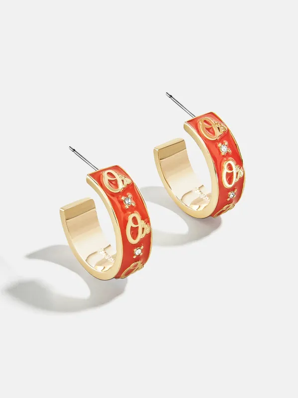 WEAR By Erin Andrews X BaubleBar Baltimore Orioles Enamel Hoop Earrings - Baltimore Orioles sold by BaubleBar