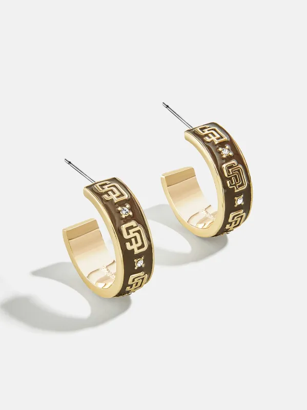 WEAR By Erin Andrews X BaubleBar San Diego Padres Enamel Hoop Earrings - San Diego Padres sold by BaubleBar