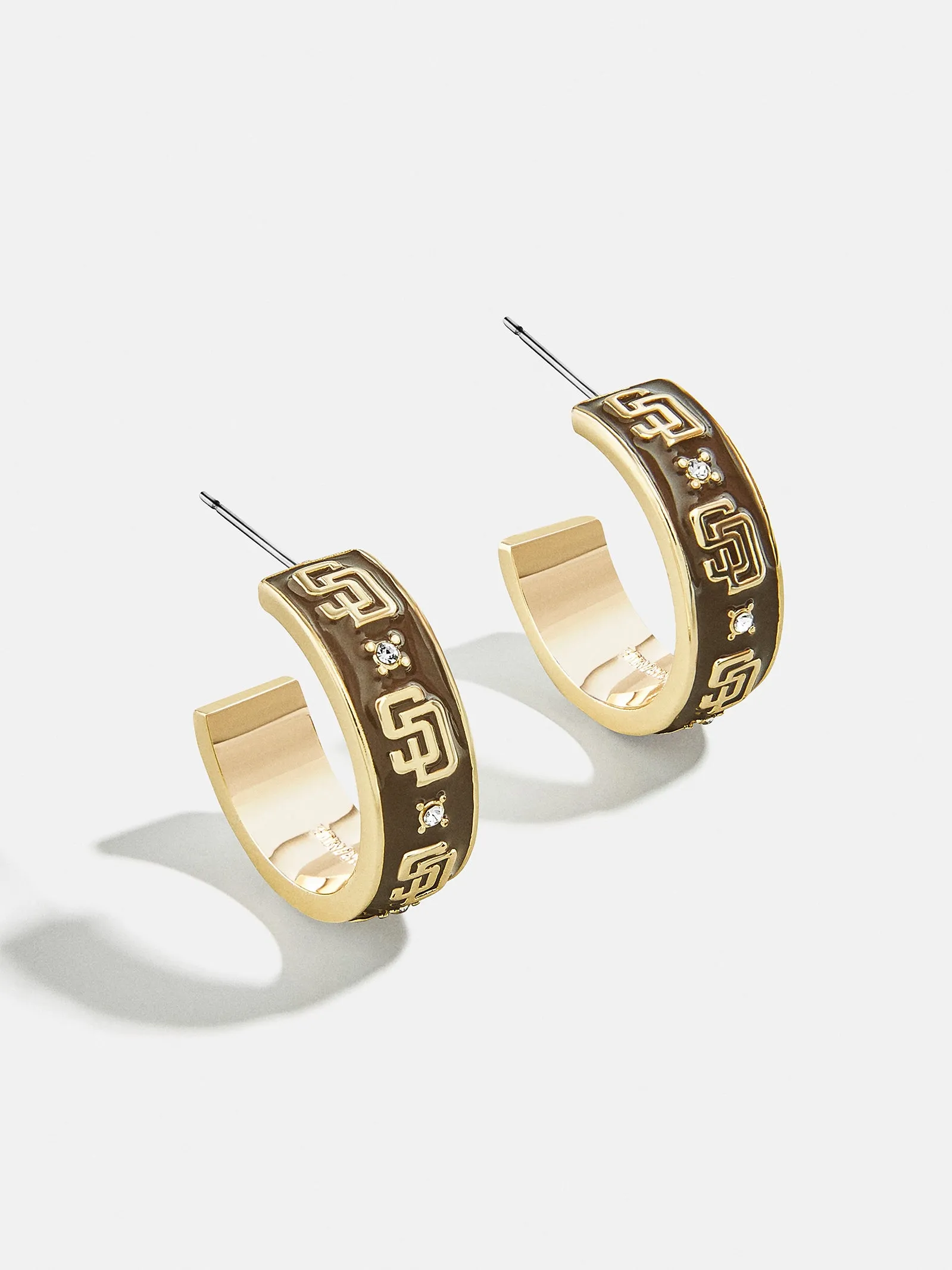 WEAR By Erin Andrews X BaubleBar San Diego Padres Enamel Hoop Earrings - San Diego Padres sold by BaubleBar