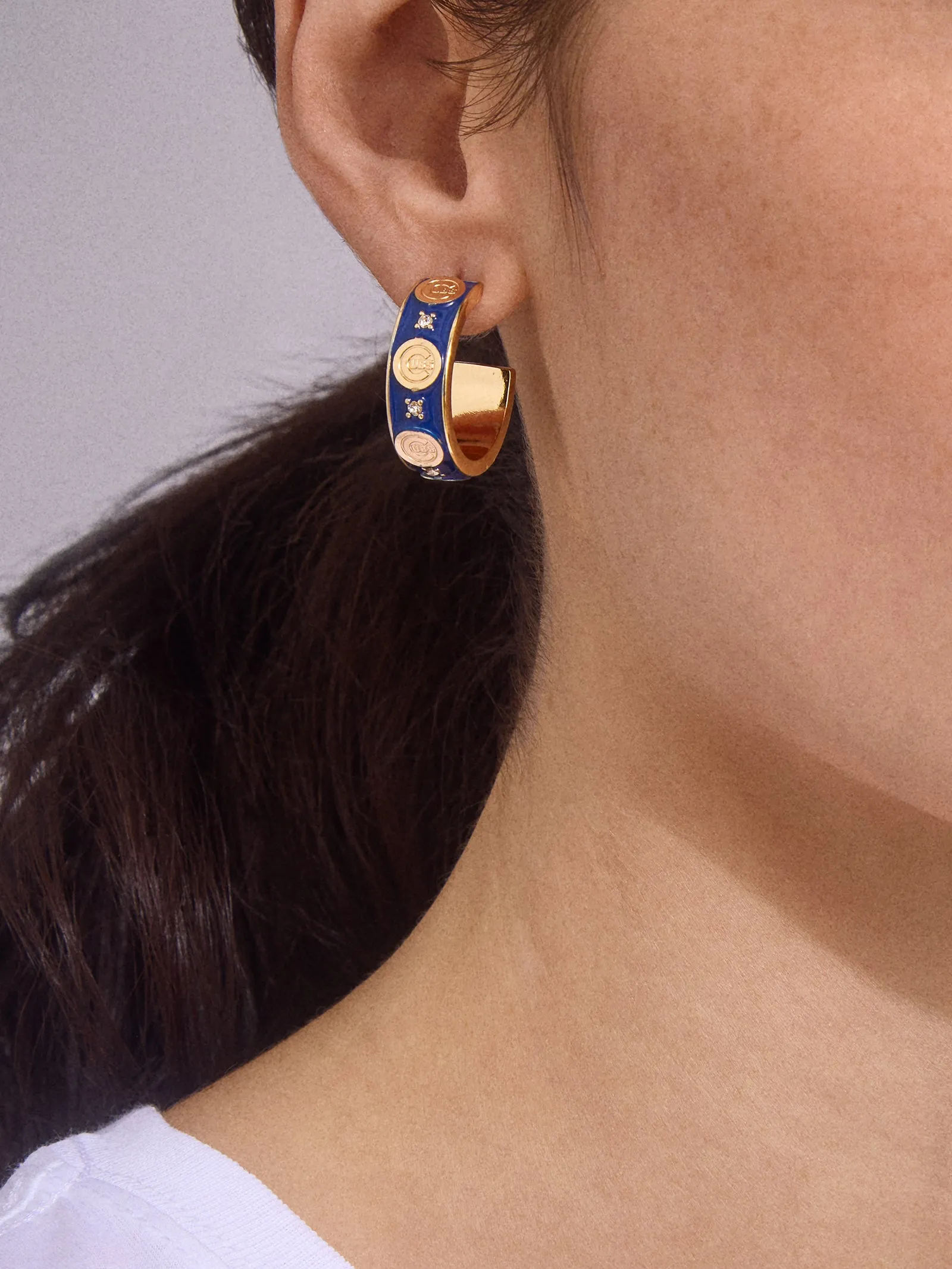 WEAR By Erin Andrews X BaubleBar Chicago Cubs Enamel Hoop Earrings - Chicago Cubs sold by BaubleBar product image thumbnail 2