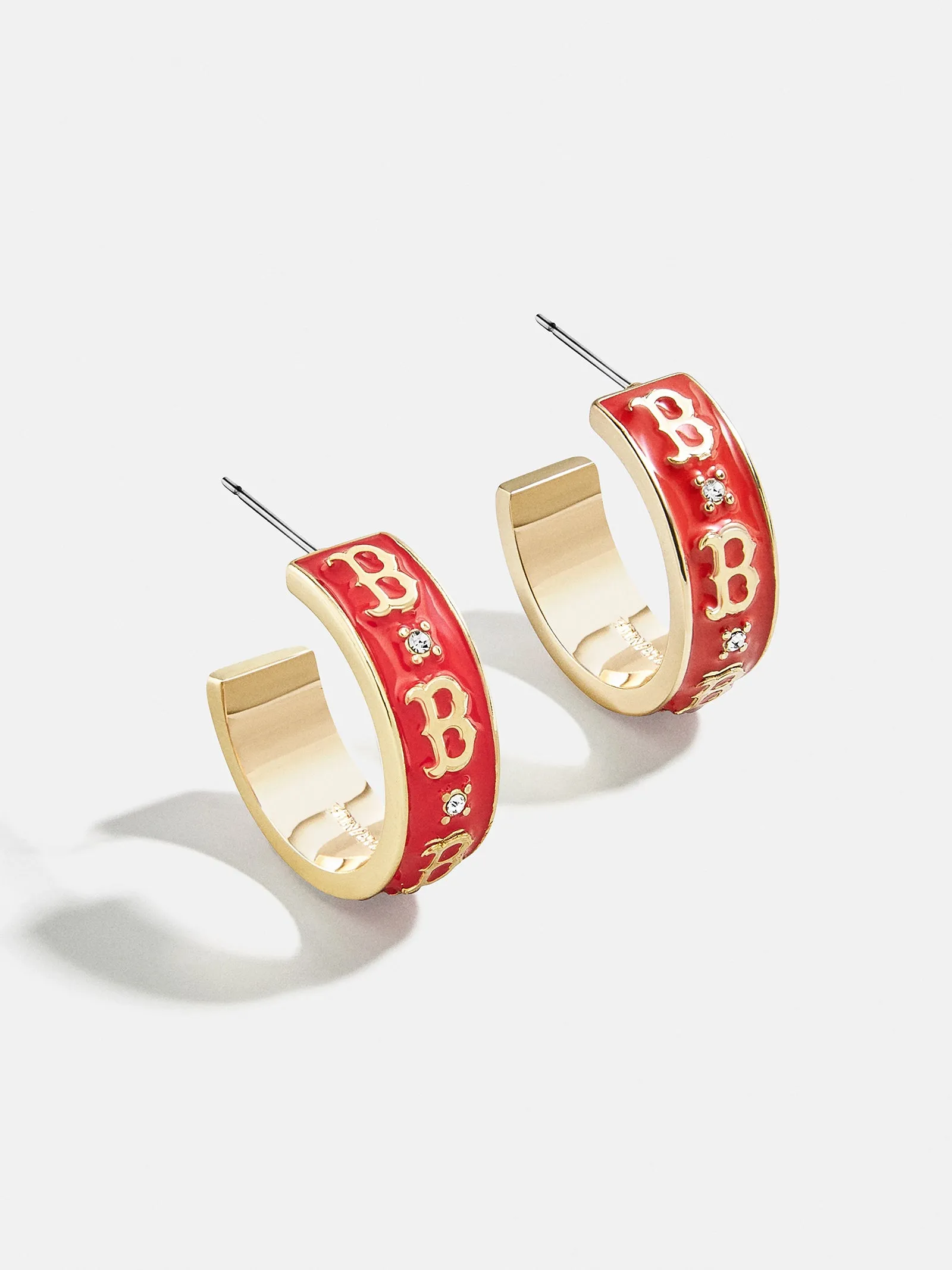 WEAR By Erin Andrews X BaubleBar Boston Red Sox Enamel Hoop Earrings - Boston Red Sox sold by BaubleBar