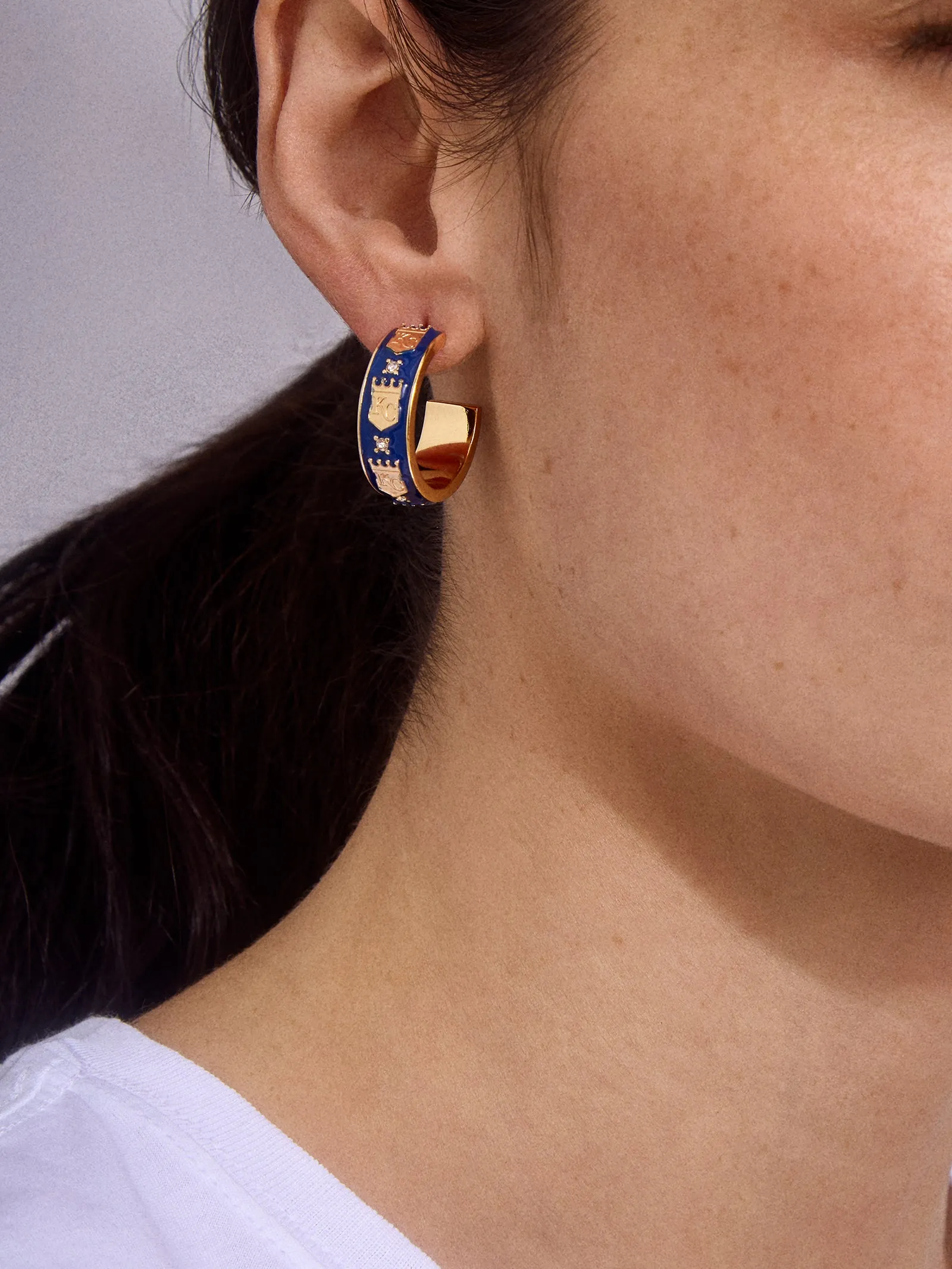 WEAR By Erin Andrews X BaubleBar Kansas City Royals Enamel Hoop Earrings - Kansas City Royals sold by BaubleBar product image thumbnail 2