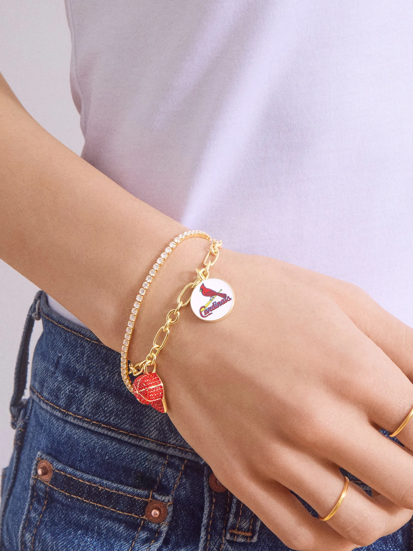 MLB Charm Bracelet - St. Louis Cardinals sold by BaubleBar product image thumbnail 2