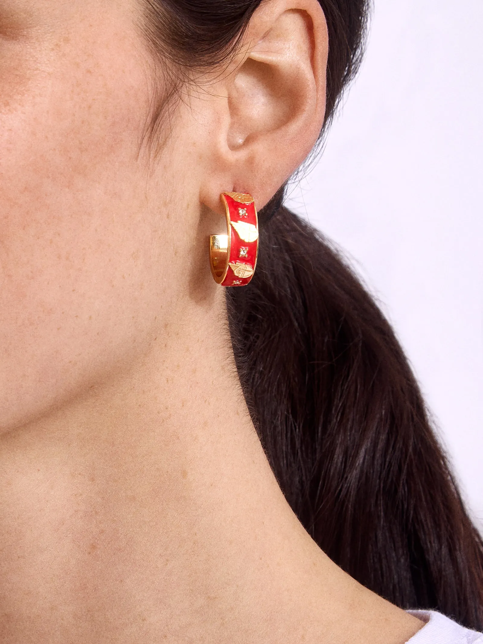 WEAR By Erin Andrews X BaubleBar Cleveland Guardians Enamel Hoop Earrings - Cleveland Guardians sold by BaubleBar product image thumbnail 2