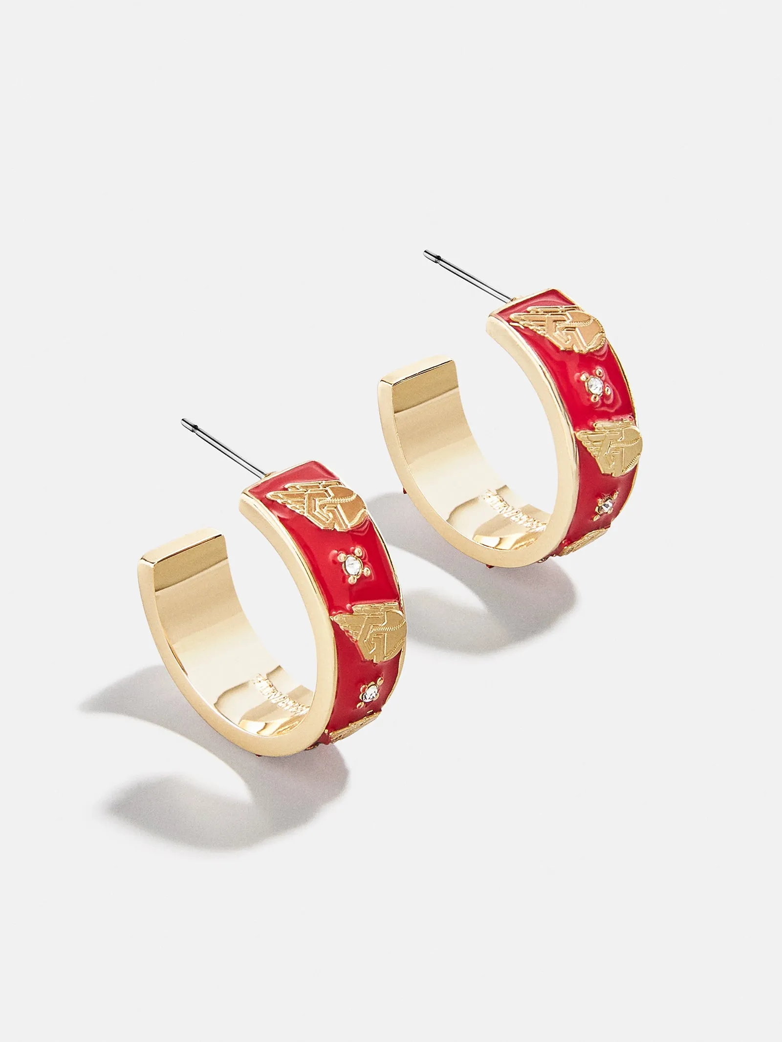 WEAR By Erin Andrews X BaubleBar Cleveland Guardians Enamel Hoop Earrings - Cleveland Guardians sold by BaubleBar