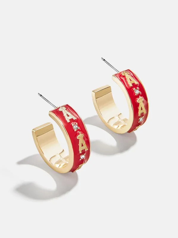 WEAR By Erin Andrews X BaubleBar Los Angeles Angels Enamel Hoop Earrings - Los Angeles Angels sold by BaubleBar
