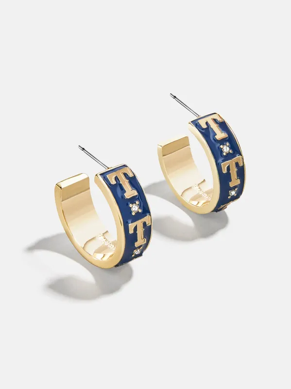 WEAR By Erin Andrews X BaubleBar Texas Rangers Enamel Hoop Earrings - Texas Rangers sold by BaubleBar