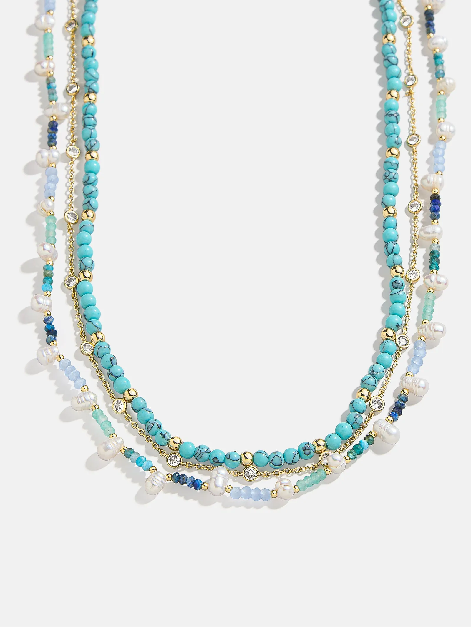 Rowan Semi-Precious Layered Necklace - Gold/Blue sold by BaubleBar