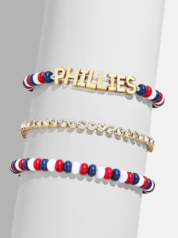 WEAR By Erin Andrews x BaubleBar Philadelphia Phillies Bracelet Set - Philadelphia Phillies sold by BaubleBar