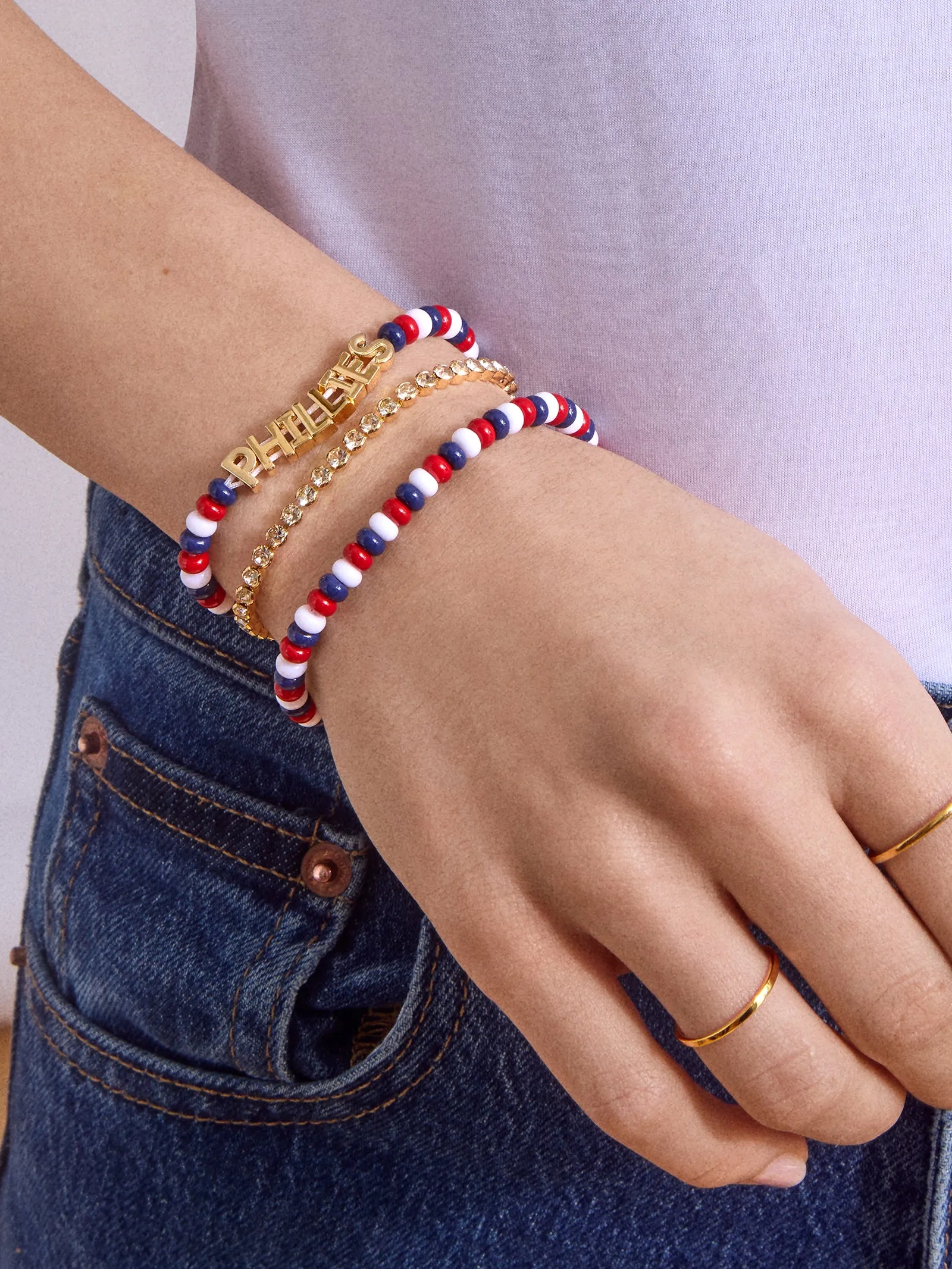 WEAR By Erin Andrews x BaubleBar Philadelphia Phillies Bracelet Set - Philadelphia Phillies sold by BaubleBar product image thumbnail 2