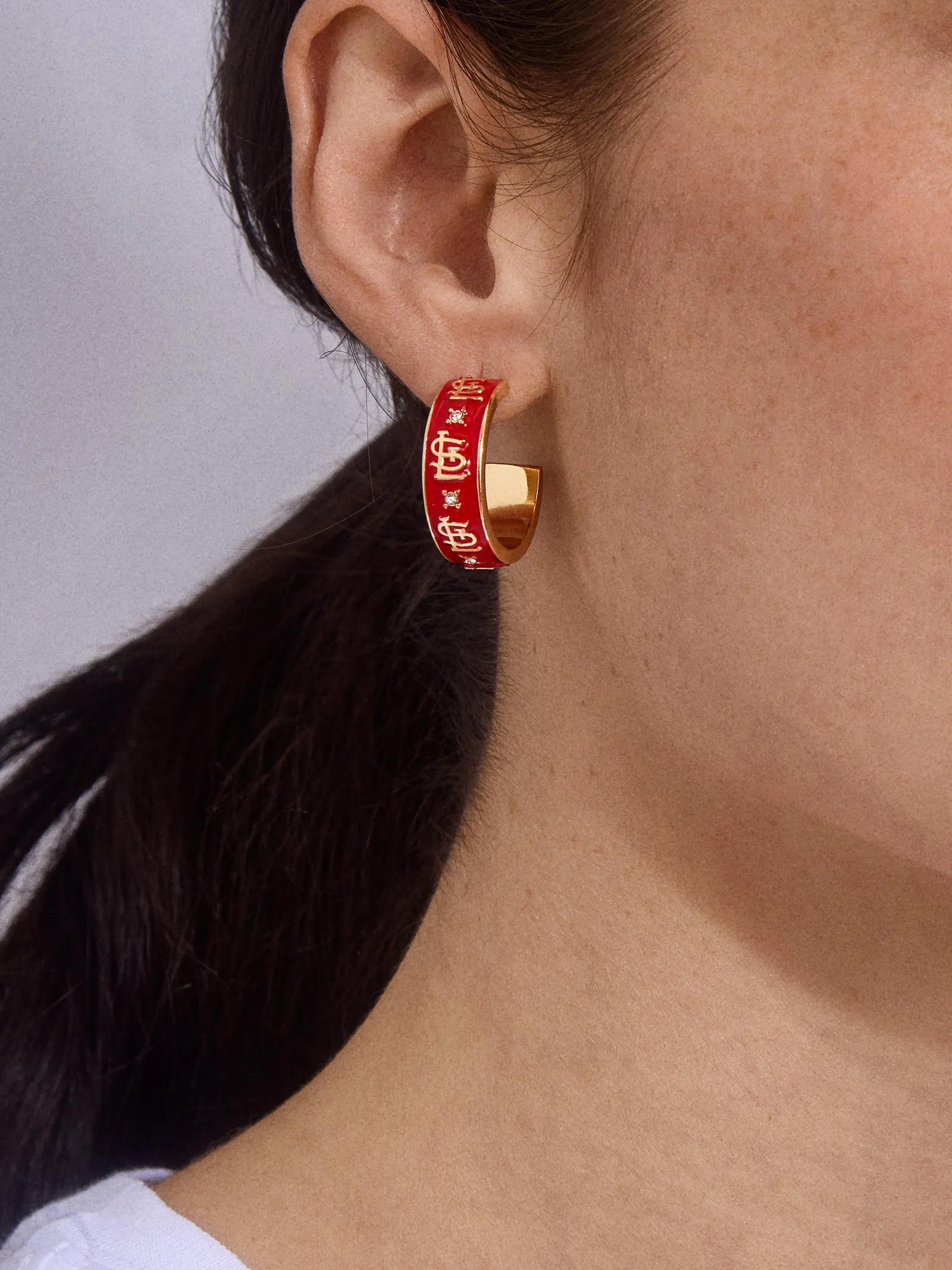 WEAR By Erin Andrews X BaubleBar St. Louis Cardinals Enamel Hoop Earrings - St. Louis Cardinals sold by BaubleBar product image thumbnail 2