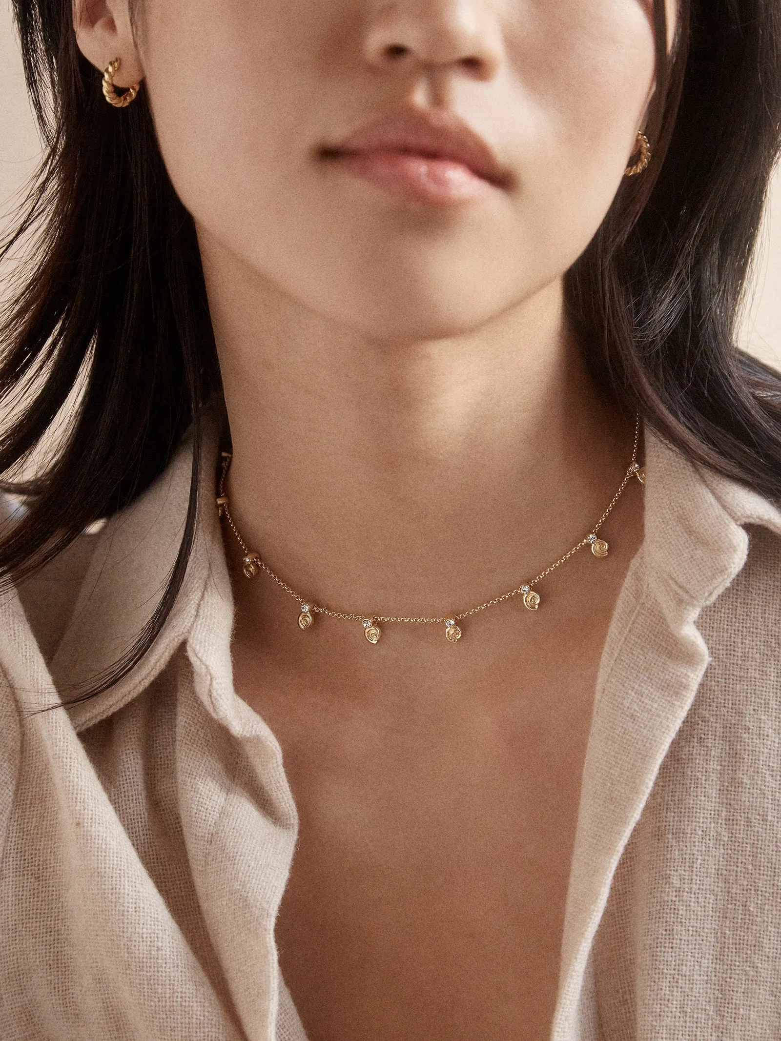 Pacifica Seashell Necklace - Gold/Pavé sold by BaubleBar product image thumbnail 3