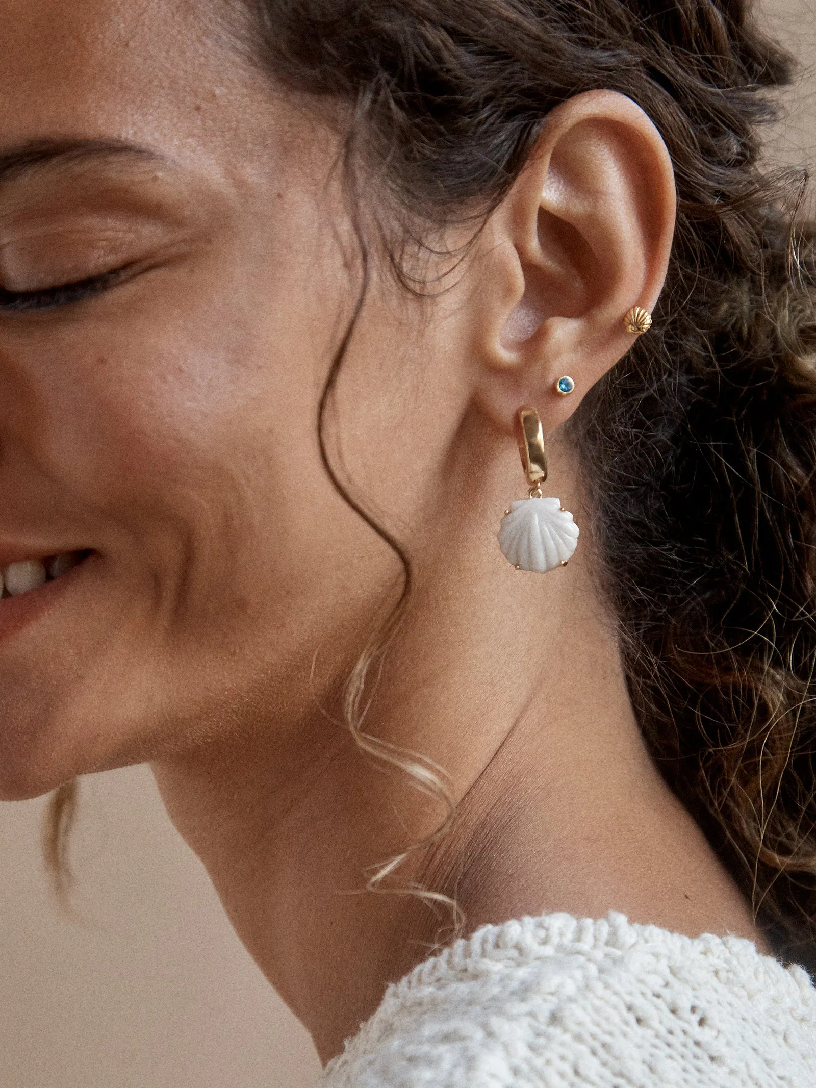 Genevieve Seashell Earrings - Gold/White sold by BaubleBar product image thumbnail 2